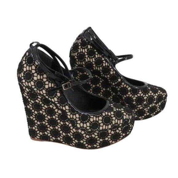 Free People Farylrobin Cambridge Crochet y2k Platform Wedge Mary Janes - Picture 3 of 6